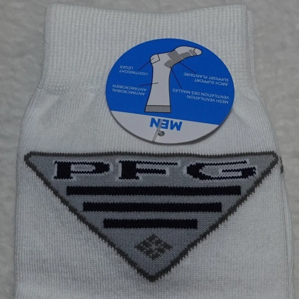PACK OF 2 Columbia PFG Crew Socks Men 6-12 Performance Fishing Arch Support